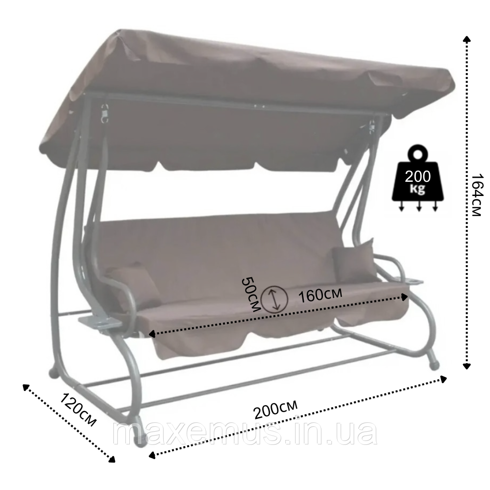 Садовые качели Bonro Garden BW002 раскладная 3-х местная качели для сада и террасы коричневая Мостиська - фото 13