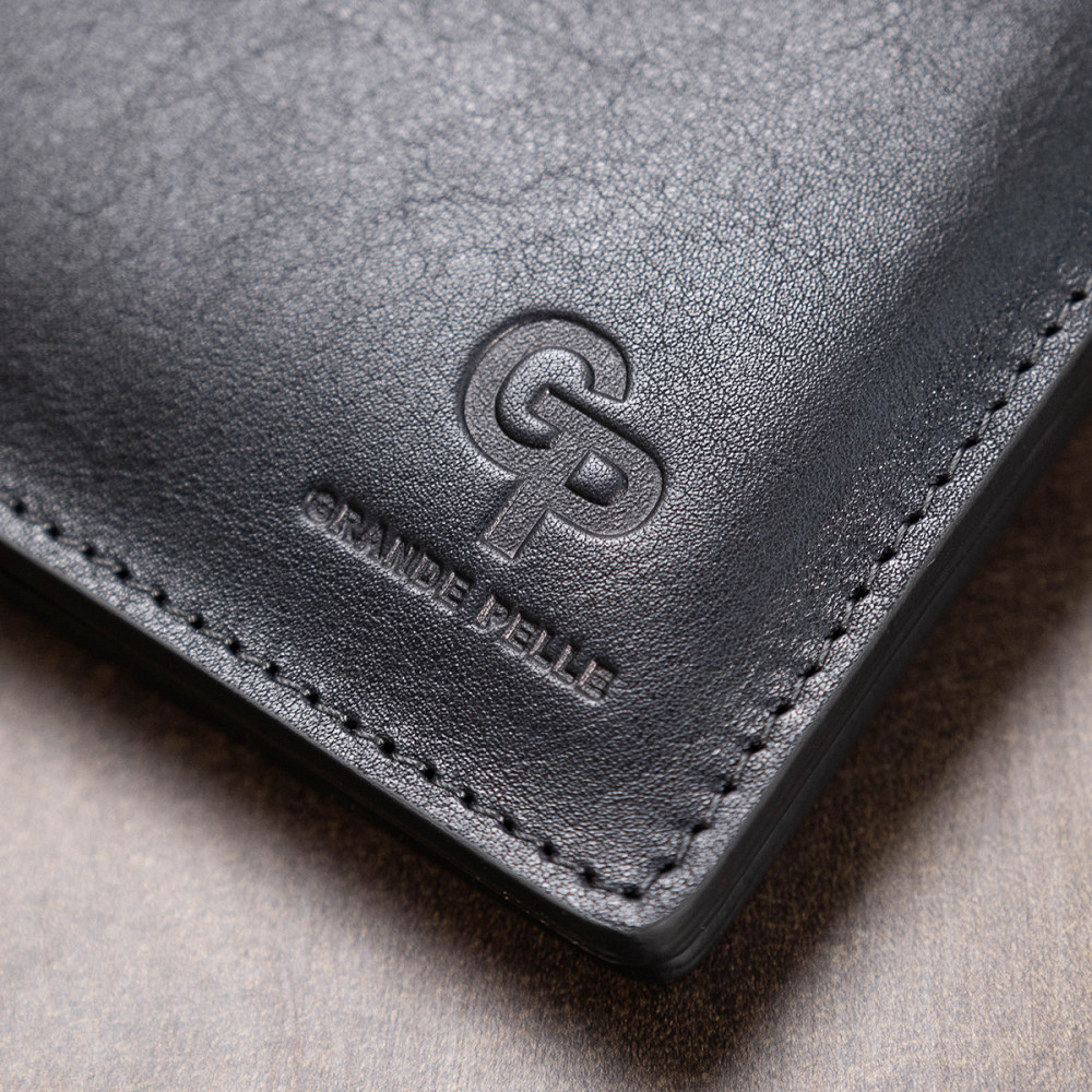 Кожаное мужское стильное портмоне GRANDE PELLE 11552 Синий Киев - изображение 10