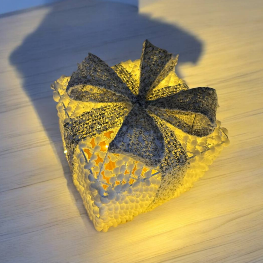 Новогодний декор LED подарки Niki light набор 3 белые коробочки с серебряным бантом Теплый Белый Киев - изображение 2