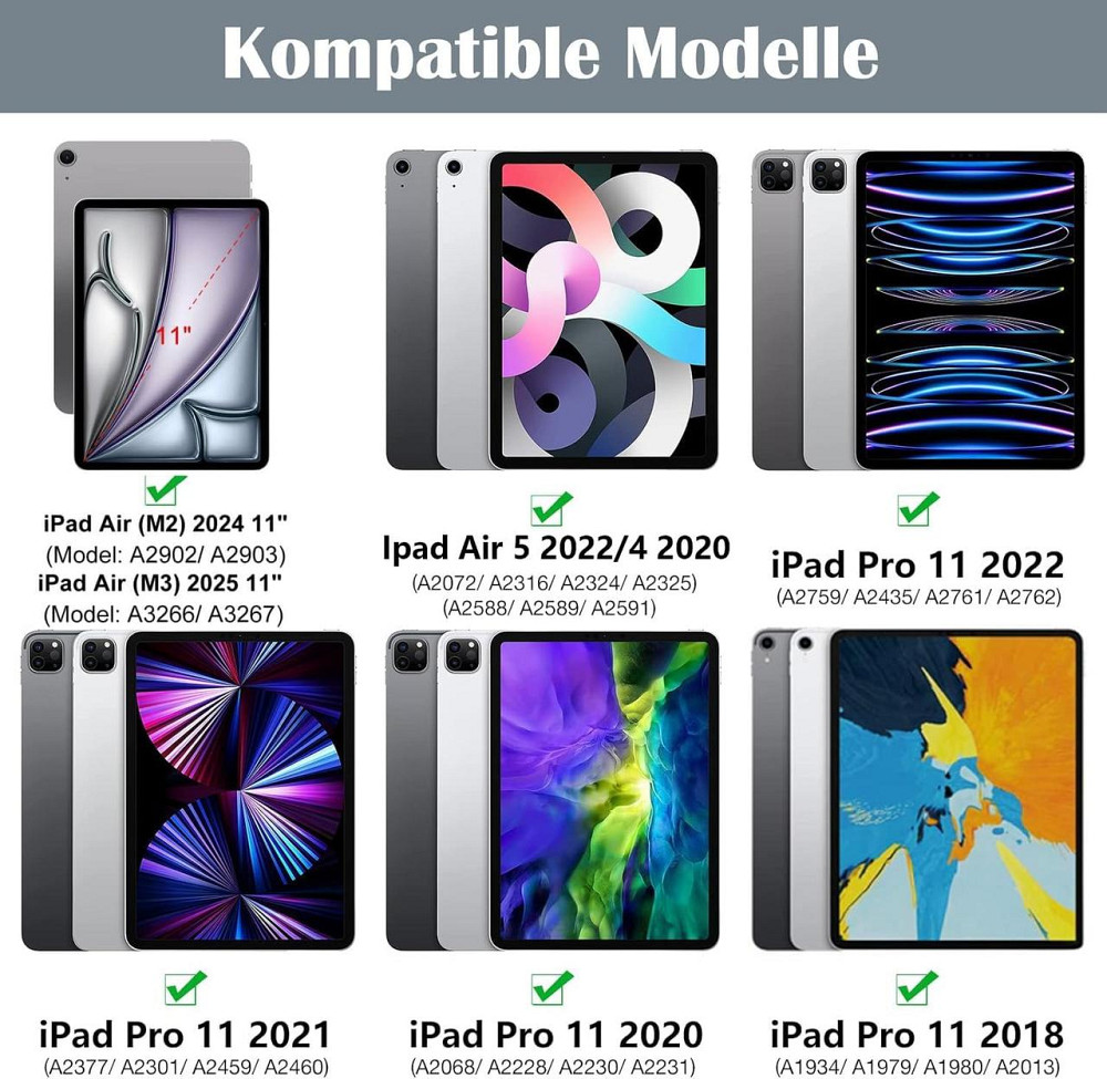 Клавиатурный чехол QWERTZ для iPad 10.9 Air 5 2022 Air 4 2020 Pro 11 2018/2022 с подсветкой и держателем Киев - изображение 3