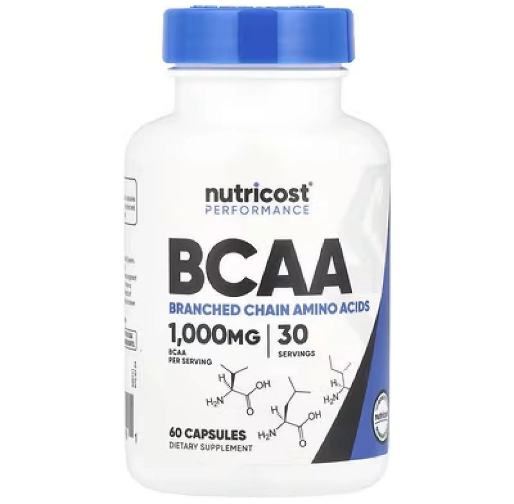 Комплекс аминокислот Nutricost Performance, BCAA, 60 Capsules (500 mg per Capsule) Луцк - изображение 1