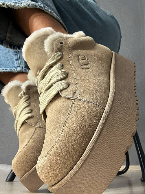 Ботинки женские Hengji 278-5 натуральная замша в стиле угги утепленные короткие бежевые, 38, 24 см Киев - изображение 4
