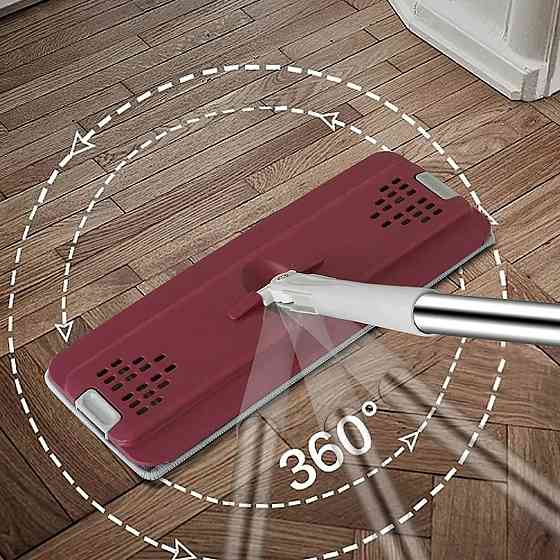 Швабра с ведром 11л и автоматическим отжимом + 2 насадками Cleaning Mop, Бордовая / Швабра лентяйка и ведро / Швабра для мытья Киев