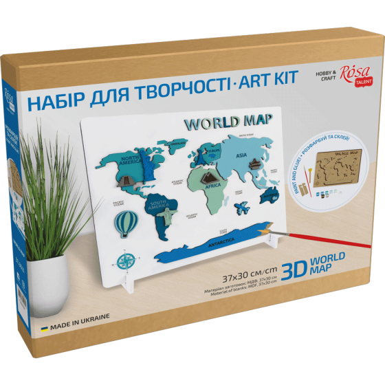 Набір World Map 3D МДФ 30 5х37 5см ROSA Talent Київ
