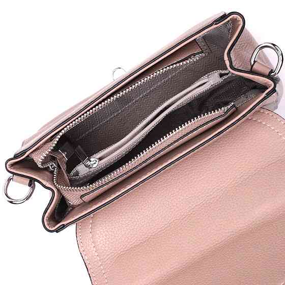 Жіноча шкіряна сумка з цікавою металевою засувкою Vintage 22418 Бежевий Київ