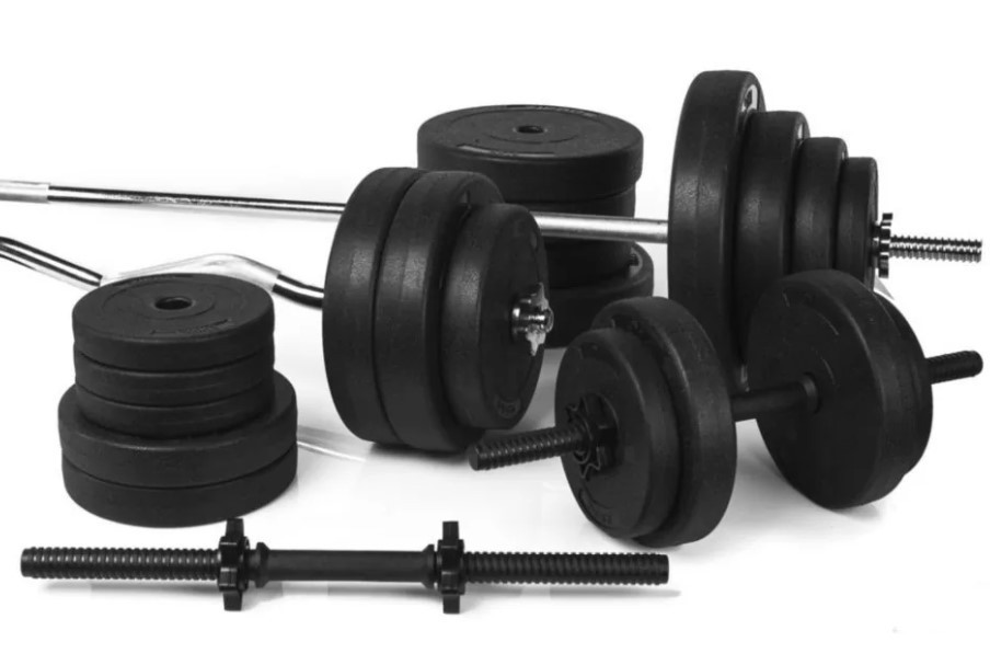 Штанга наборная + W-образный гриф с гантелями на 100 кг Гантели, гири, штанги и диски ударостойкий пластик Киев - изображение 3