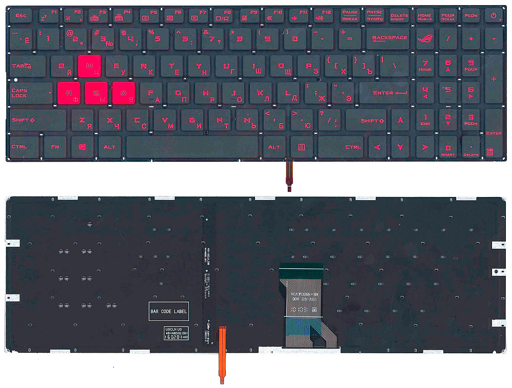 Клавиатура для ноутбука Asus ROG (GL702) с подсветкой (Light), Black, (No Frame) RU Вінниця - фото 1