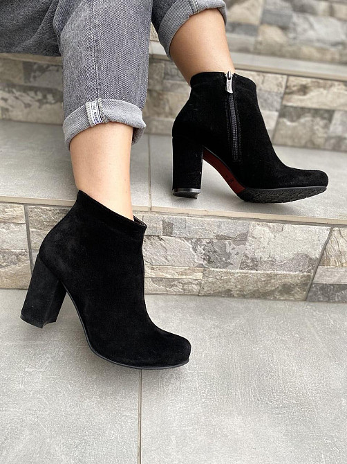 Nivelle Черевики жіночі демісезонні весна-осінь чорні, натуральна замша на підборах р. 39, 40 ( Коломия - фото 4