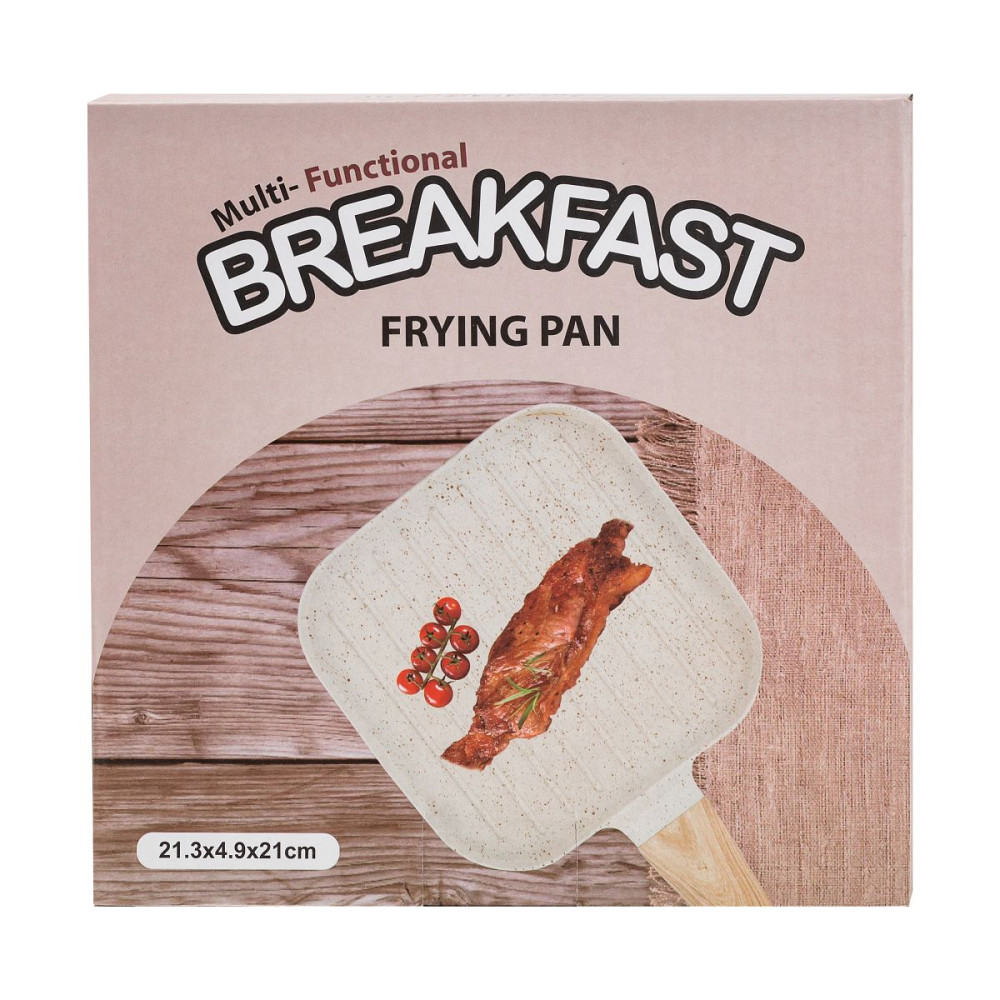 Breakfast Сковорода гриль квадратна 18×18 см рифлена з гранітним покриттям бежева HP39568W Киев - изображение 6