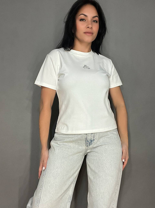 Футболка жіноча A-N 911-20 середня довжина вишня камінчики one size, білий, one size Київ - фото 14