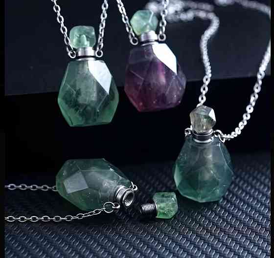 Підвіска з натурального флюориту у формі флакона на ланцюжку Київ