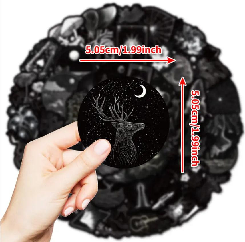 50 шт. черно-белых готических наклеек из винила для скрапбукинга, ежедневника, ноутбука, бутылки для Киев - изображение 2