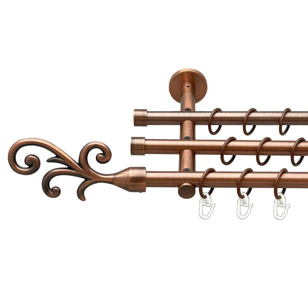 Карниз Orvit Фала металевий трирядний циліндр (20 см) гладка труба кільце металеве Мідь 16\16\16 мм 240 см (00-00020501) Львів - фото 1