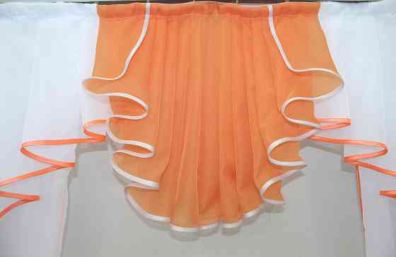 Кухонний комплект VR-Textil № 103к шторки з ламбрекеном білий з персиковим 200х170 см (52-0040) Київ