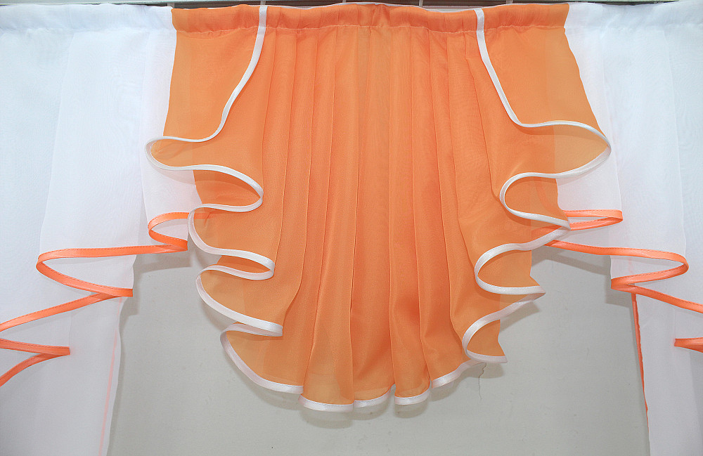 Кухонний комплект VR-Textil № 103к шторки з ламбрекеном білий з персиковим 200х170 см (52-0040) Київ - фото 4