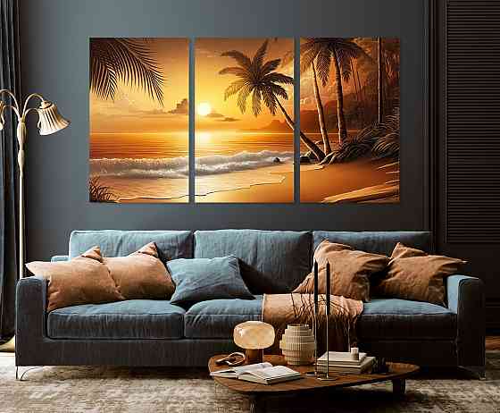 Модульная картина в гостиную / спальню   Захід сонця    ART-216_3A Киев