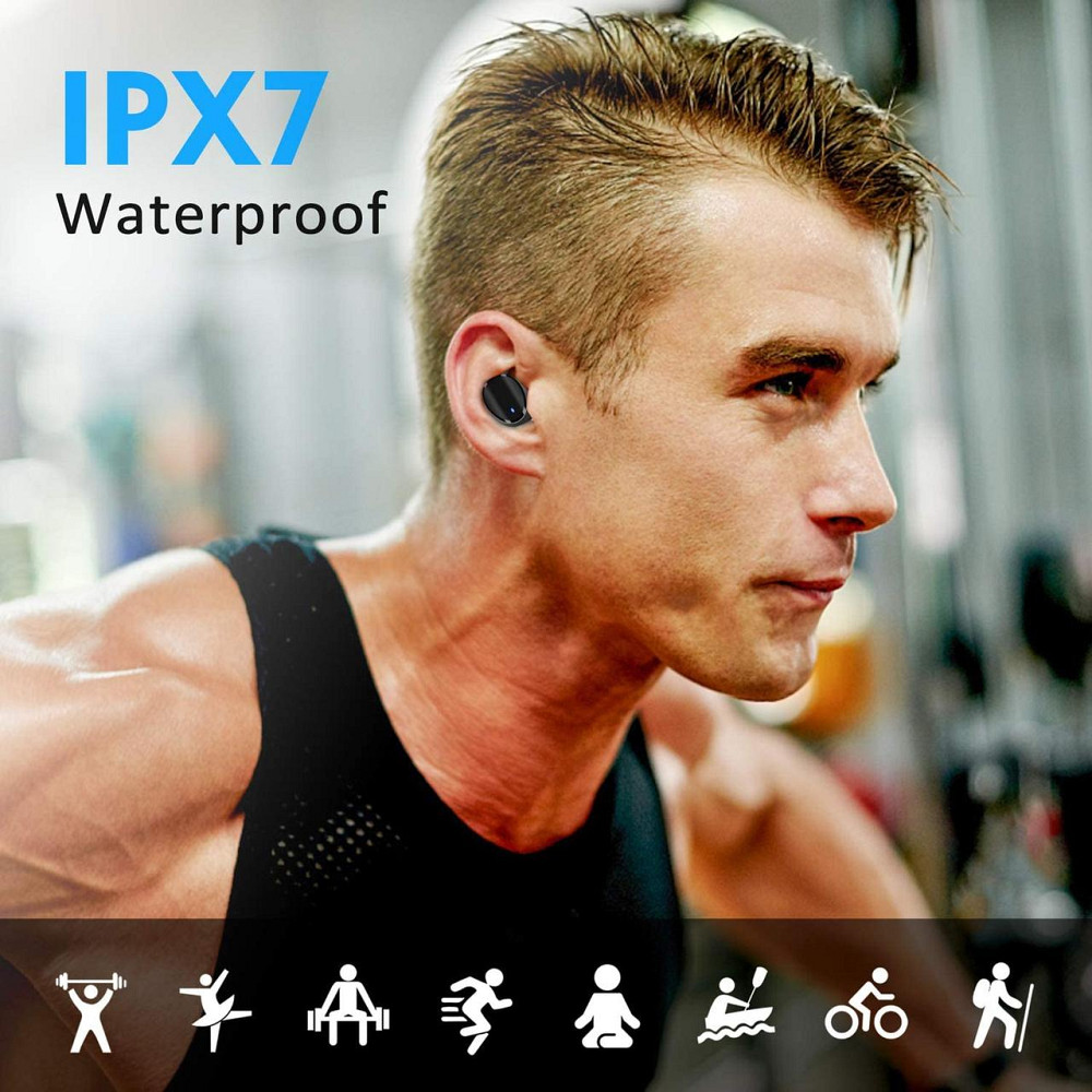 Bluetooth наушники, беспроводные IPX7 5.0 с глубокими басами, мини-цифровой ЖК-дисплей, зарядный футляр, шумоподавление, сенсор Киев - изображение 7