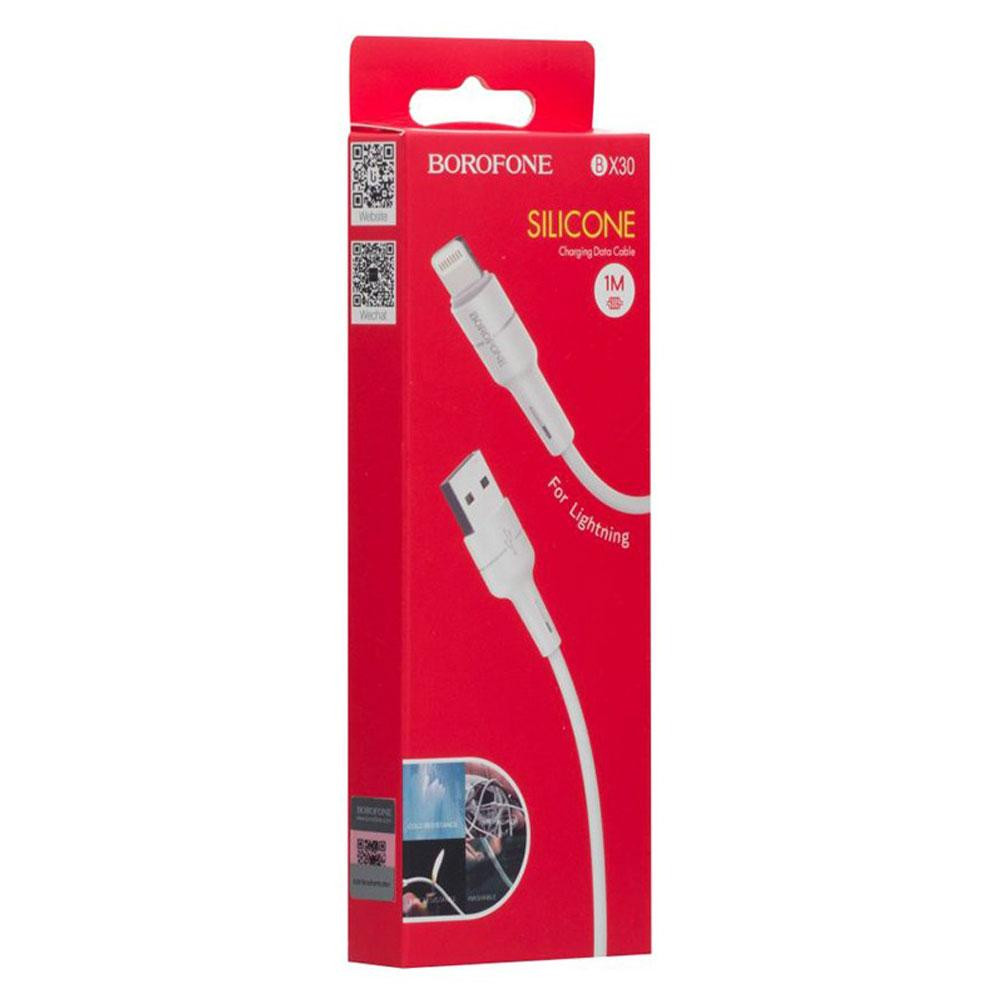 Кабель BOROFONE BX30 USB - iPhone 2.4A, 1m, силиконовый, TPE разъемы, цвет белый BX30LW Одесса - изображение 2