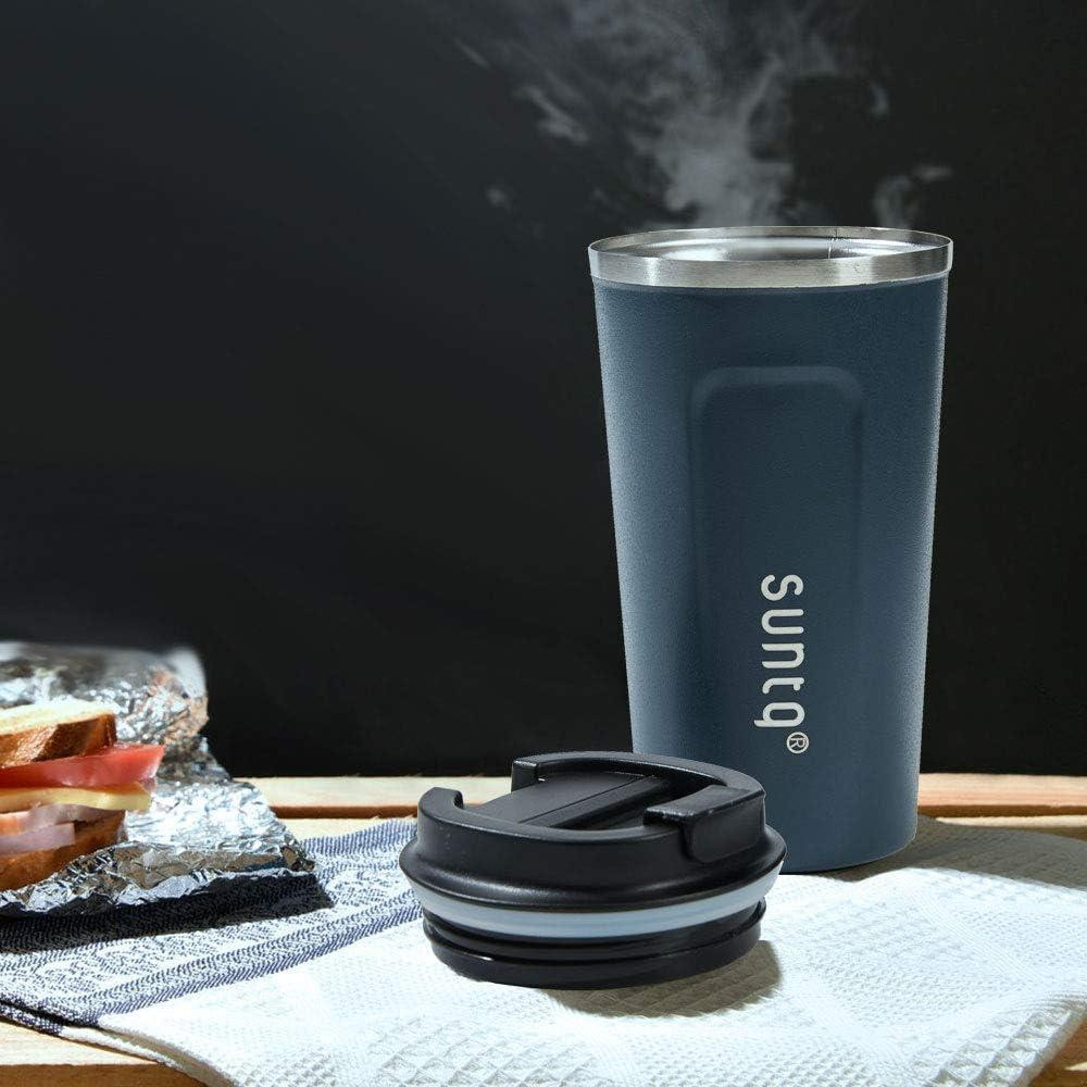 Термочашка Suntq 380 мл з нержавіючої сталі, подвійна ізоляція, темно-синя, кавова кружка, термокружка з герметичною кришкою Київ - фото 6