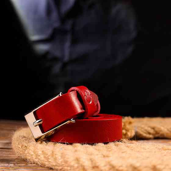 Привлекательный женский ремень из натуральной кожи Красный (GRANDE PELLE) Киев