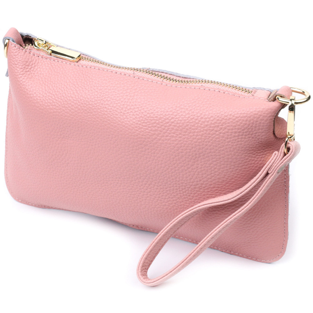 Красива жіноча сумка-клатч з двома ременями з натуральної шкіри Vintage 22644 Рожева Київ - фото 1