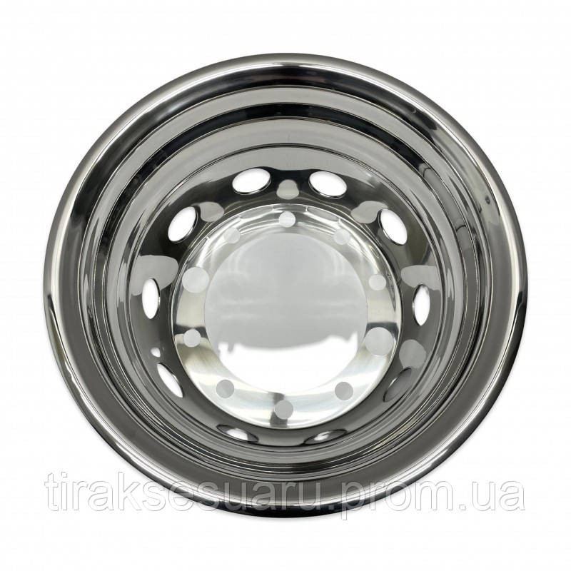 Ковпак подвійного колеса 22.5 задній з 10-ма отворами (нержавійка) Ковпаки на колеса 22.5 Луцьк - фото 1
