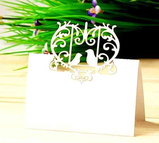 Банкетні картки для гостей з птахами 10 штук 9 на 8 см білий Київ