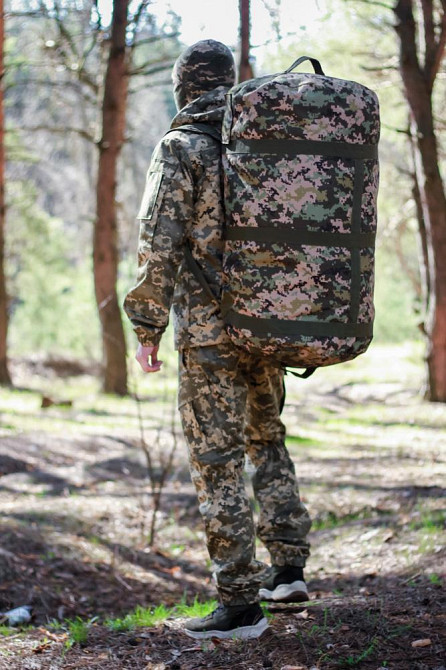 Тактический прочный рюкзак баул 70 л пиксель из кордуры мужской прочный боевой рюкзак   WASA Львов - изображение 5