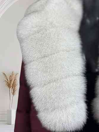 Жіноча куртка пуффер з натуральним хутром песця Бордовий S Харків