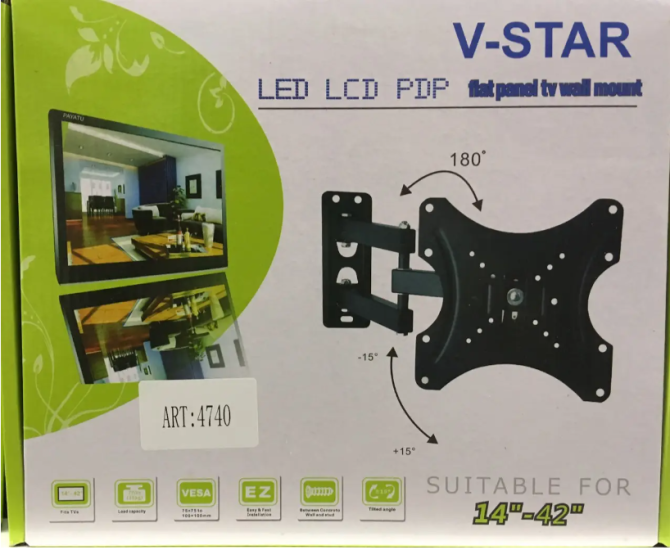 Універсальний настінний кронштейн для телевізорів і моніторів Wall Mount CP302 14-42", чорний (4740) Київ - фото 9