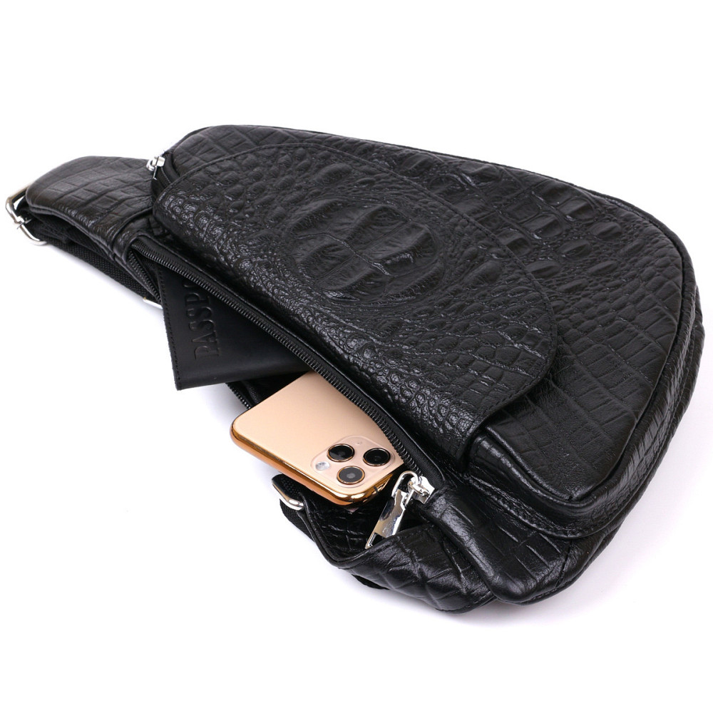 Чоловічі сумки з натуральної шкіри через плече Vintage 20489 Чорний Київ - фото 7