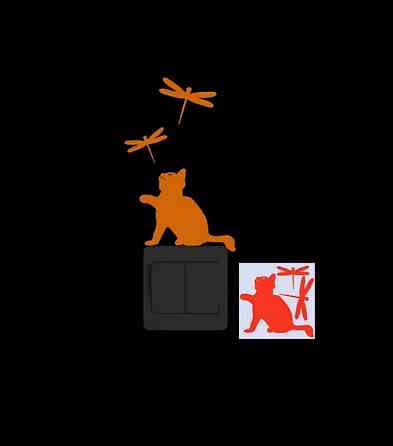 Люмінесцентна наклейка "Кіт і птиці" - 10*10см (наклейка набирає світло і світиться в темряві) Київ