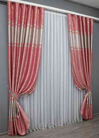 Комплект готовых штор VR-Textil Софт Лиана № 461ш Розовый 100х270 см 2 шт (31-686) Киев