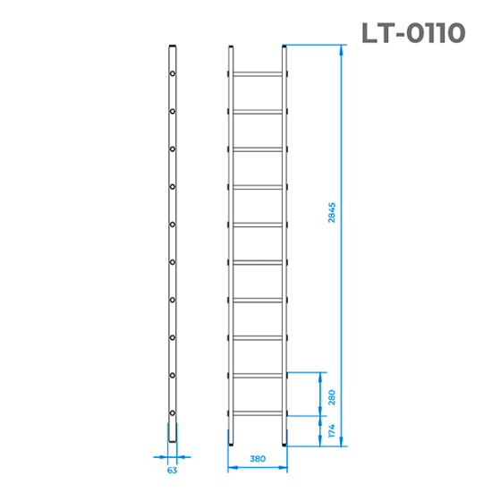 Драбина алюмінієва приставна, 10 сходів, 2,84 м, 150 кг INTERTOOL LT-0110 Київ
