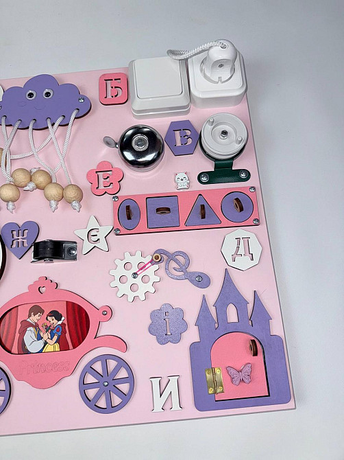 Бизиборд Развивающая доска для девочки 40х50 Развивающая доска девочке от 6 месяцев для развития мелкой моторики Тернополь - изображение 4