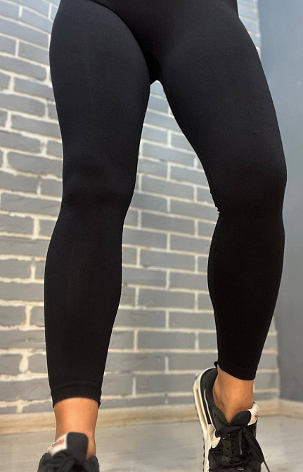 Лосини жіночі LADY HUREM 16312 однотонні пуш-ап фітнес утягуючий пояс чорні, чорний, S-M Київ - фото 4