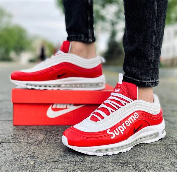 Кросівки Nike 97 Червоні SUPREME Чоловічі з Амортизацією Білі Найк (розміри: 41,42,45) Відео Огляд Дніпро - фото 5