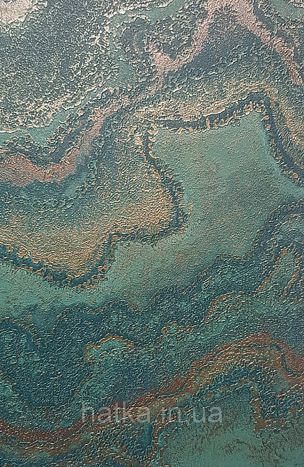 Шпалери вінілові на флізеліні AS creation Della Natura 1.06Х10 абстракція хвилі бірюзові смарагдові із золотом Київ - фото 2