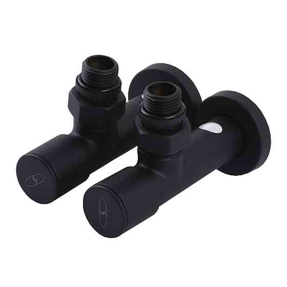 Набор Кран вентильный угловой с американкой SOLOMON LUX 1/2″ 7777 (2шт.) BLACK (000020284) Киев