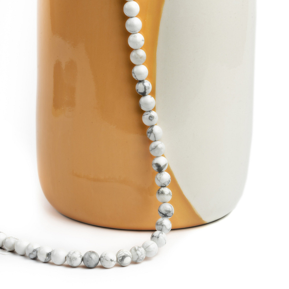 Хавлит натуральный камень для браслетов и подвесок бусины для рукоделия на нитке 39-41 см диаметр 8 мм Каменец-Подольский - изображение 5