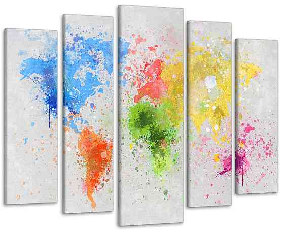 Модульная картина Абстракция Карта мира Art-279_5 ( 80х118см ) 99x140 см Киев