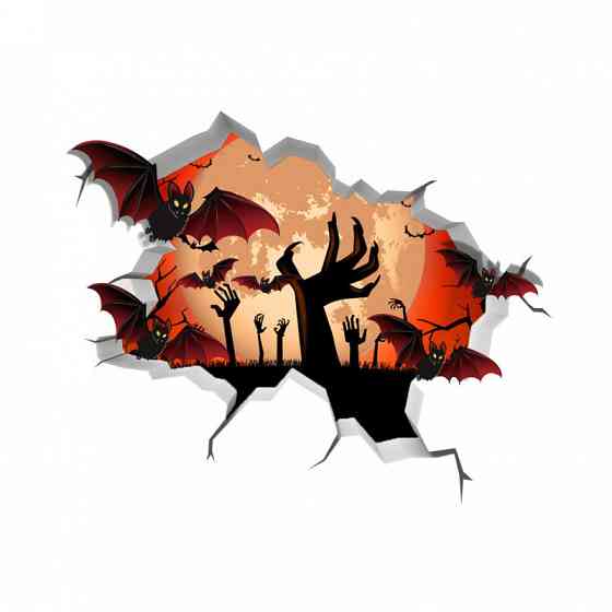 Наклейки на Хэллоуин Руки 45 на 38 см разноцветный Киев