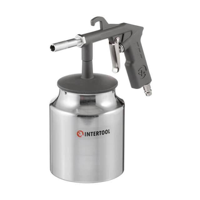Пістолет піскострумінний, пневматичний, форсунка: 6 мм, нижня подача піску, металевий бачок 1000 мл, 8 атм INTERTOOL PT-0705 Київ - фото 1