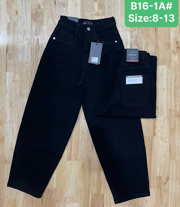 Джинсы мом черные подростковые на 9,10,11,12,13 лет Николаев - изображение 1