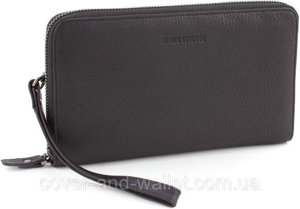 Стильний чоловічий гаманець клатч із італійської шкіри на металевій блискавці Marco Coverna 5901-1Q Київ - фото 2