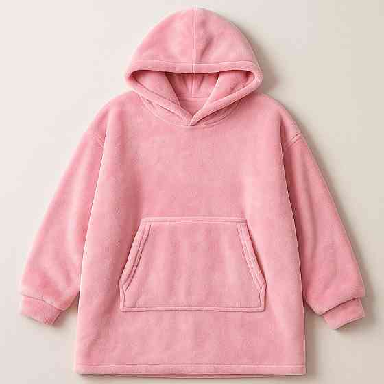 Плед толстовка з капюшоном (100х80см) HUGGLE HOODIE,Рожевий / Плед-худі / Толстовка оверсайз плед з капюшоном SBR Київ