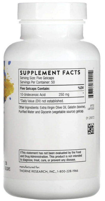 Ундециленова кислота Thorne Undecylenic Acid 250 caps (До 06.26) Киев - изображение 4