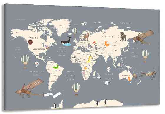 Картина холст в гостиную / спальню  Мапа світу   MLP_291 50x100 см Киев