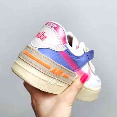 Кроссовки Nike Force Белые Женские Кожаные Найк Форсы Разноцветные Shadow (размеры: 36,37,38,39,40,41) - 51 Днепр