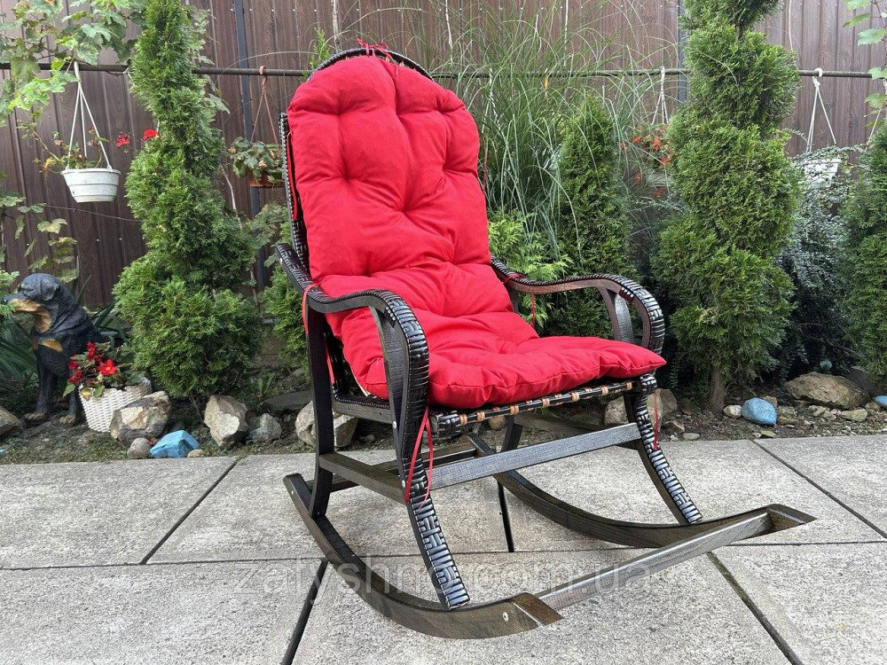 Крісло качалка чорна з червоною накидкою Київ - фото 2